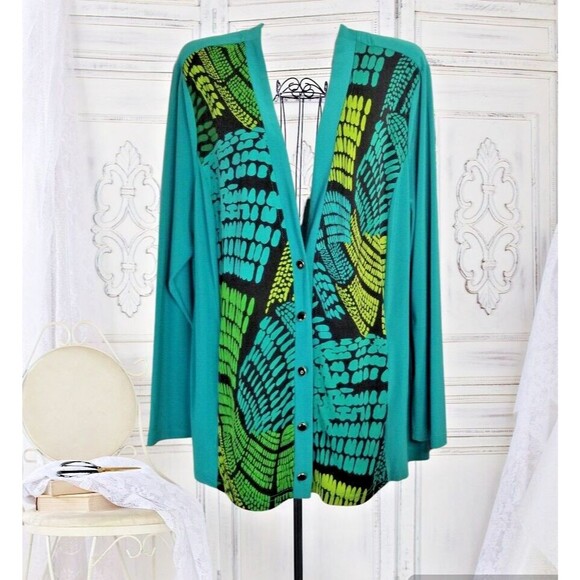 Bob Mackie Tops - Bob Mackie Women's Cardigan Wearable Art Liquid Knit Long Sleeve Size Large